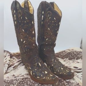 Corral Brown Leather Boots Style  A1098